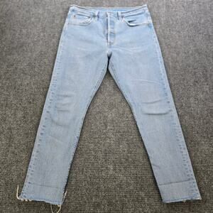 Levi’s 501 S Jeans Mens 31x28 Blue Straight Cut Hem Stretch